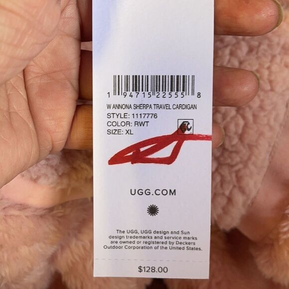 UGG ANNONA SHERPA TRAVEL CARDIGAN IN ROSEWATER - Picture 8 of 9
